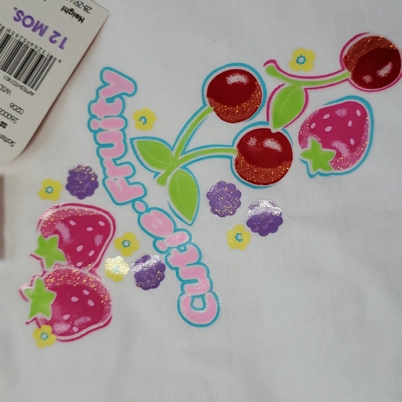 Kid Connection, Cutie-Fruity, white tee, cotton, size 12 months - Picture 2 of 9